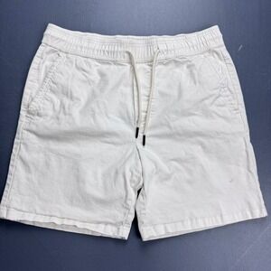 ZARA Chino Shorts Men's Large White Drawstring Waist Summer Casual Cotton Blend